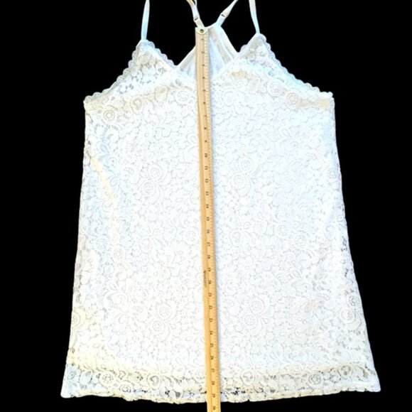 White Lace Lined Slip Dress Lacy Mini Dress Coastal Cowgirl Boho Fairy Size XL - Picture 12 of 13